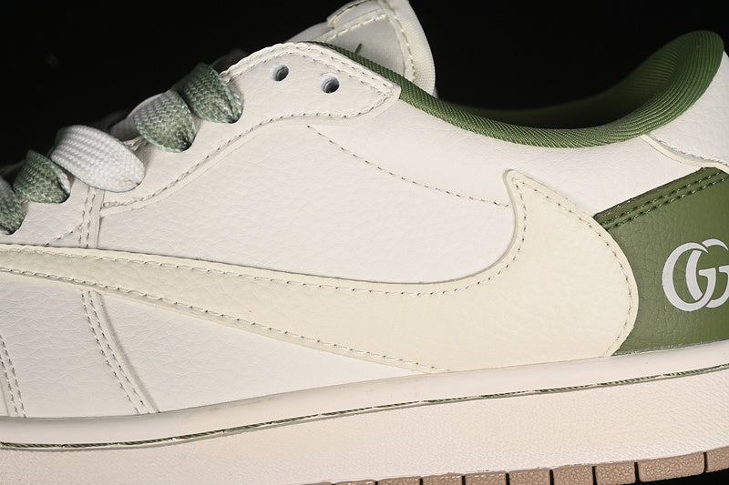 Nike Air Jordan 1 Low OG SP Off-White Travis Scott Fragment Design White Green Khaki Soles Sneakers