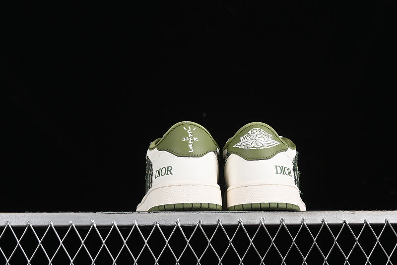 Nike Air Jordan 1 Low DIOR Off-White Travis Scott  Fragment Design White Grass Green Sneakers