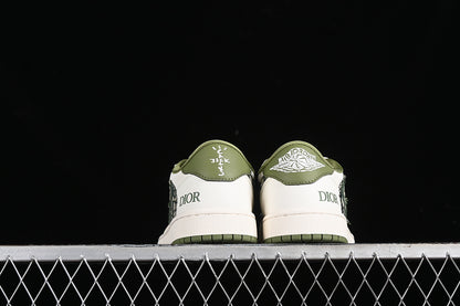 Nike Air Jordan 1 Low DIOR Off-White Travis Scott  Fragment Design White Grass Green Sneakers