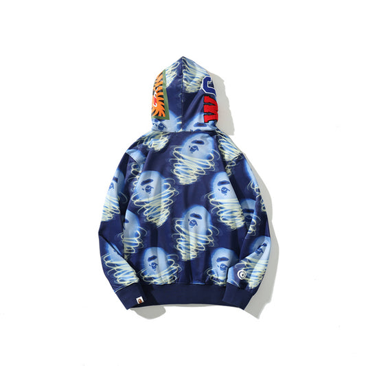 A Bathing Ape BAPE Ape-Man Head Storm Hoodie Blue