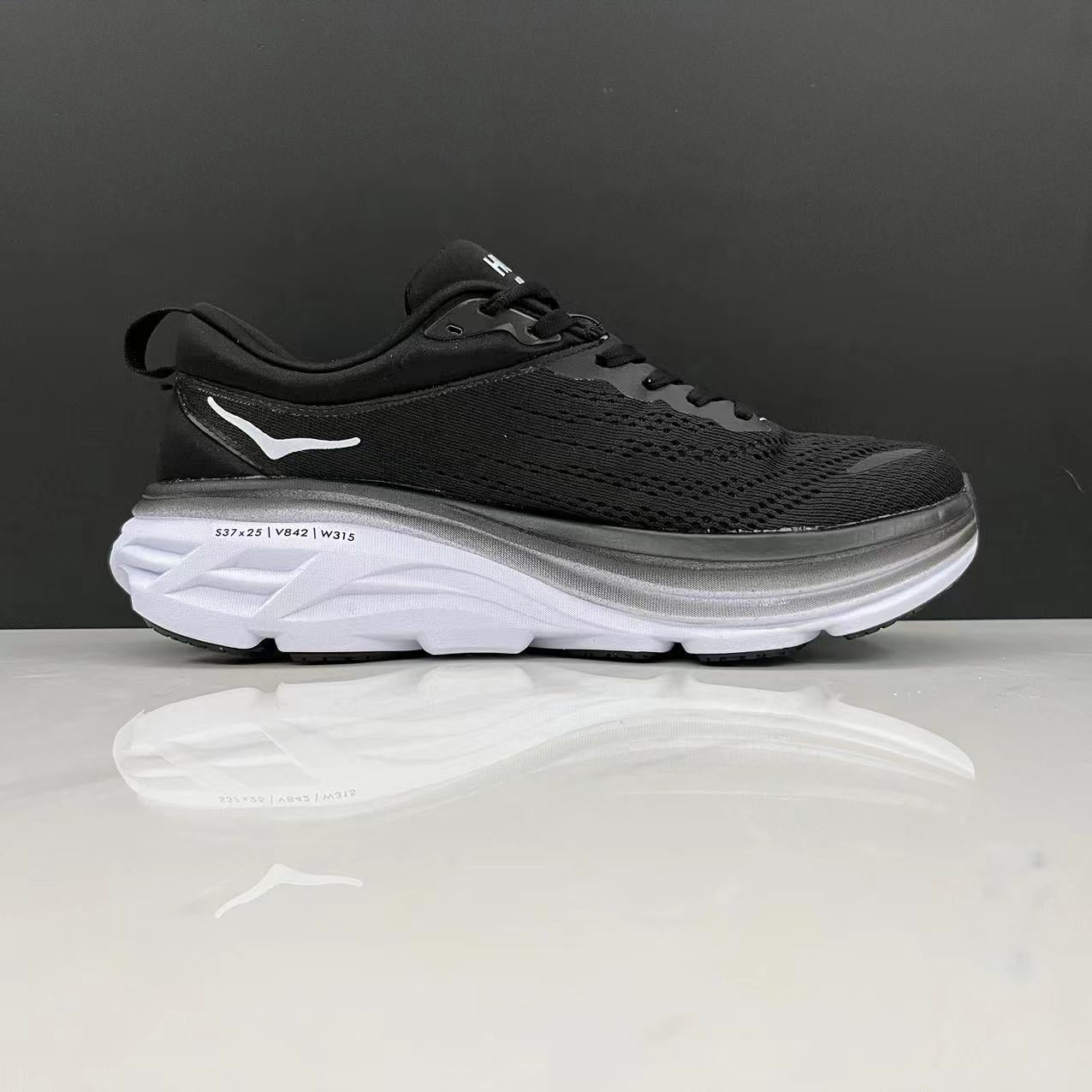 Hoka One One Bondi 8 Breathable Low-top Running Shoes Sneakers Black/White