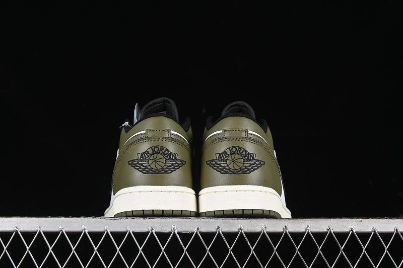 Nike Air Jordan 1 Low Medium Olive Black White Green Multicolour Sneakers