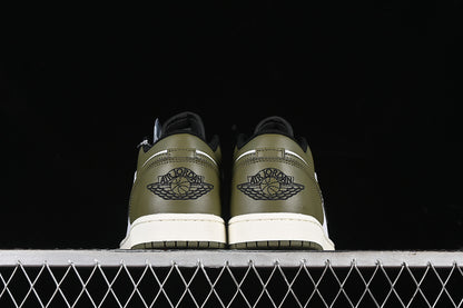 Nike Air Jordan 1 Low Medium Olive Black White Green Multicolour Sneakers
