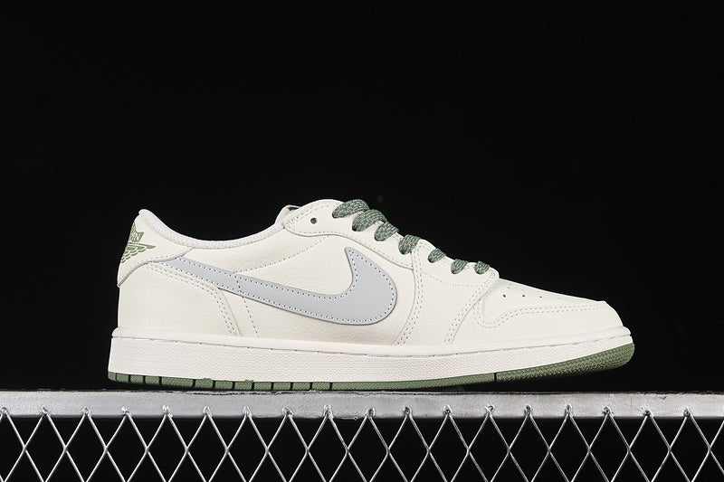 Nike Air Jordan 1 Low OG SP Off-White Travis Scott Fragment Design Green Sole White Sneakers