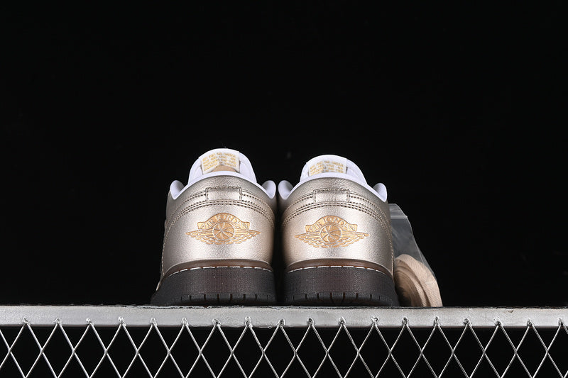 Nike Air Jordan 1 Low Summit White Brown Metal Zinc Sneakers