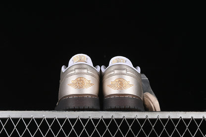 Nike Air Jordan 1 Low Summit White Brown Metal Zinc Sneakers