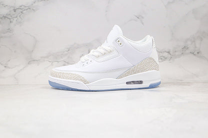 Nike Air Jordan 3 Retro Pure White Cement Transparent Sole Sneakers