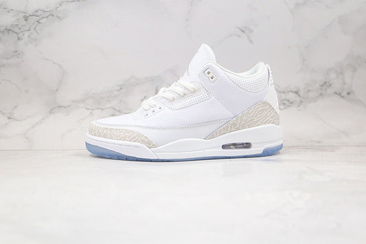 Nike Air Jordan 3 Retro Pure White Cement Transparent Sole Sneakers