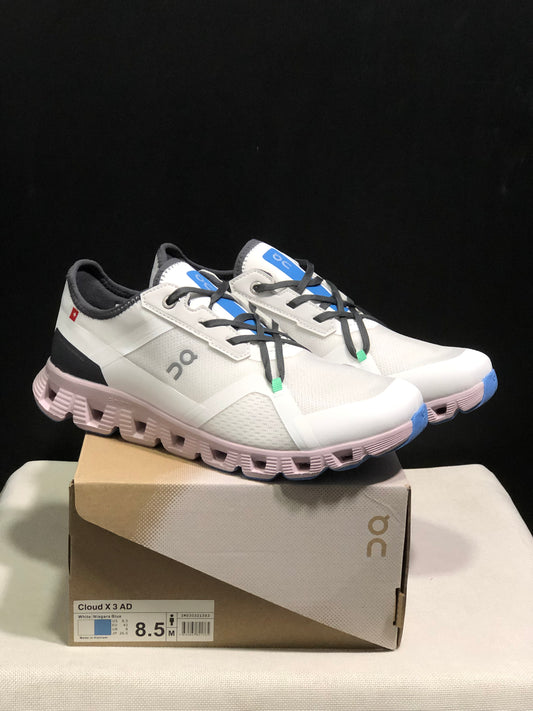 On Running Cloud X 3 AD Comfortable Wear-Resistant Training Shoes Grayish-White/Light Pink
