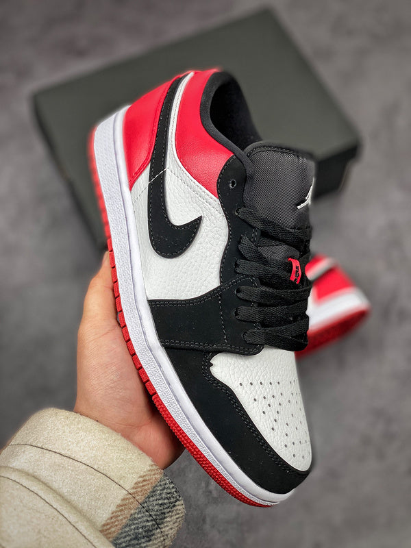 Nike Air Jordan 1 Low GS Black Toe Red White Sneakers