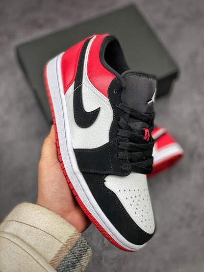 Nike Air Jordan 1 Low GS Black Toe Red White Sneakers