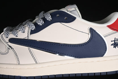 Travis Scott Fragment Design Nike Air Jordan 1 Low OG SP Blue White Sneakers