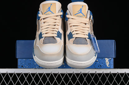 Nike Air Jordan 4 Retro White Military Blue Neutral Grey Sneakers