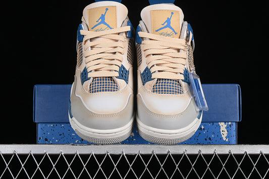 Nike Air Jordan 4 Retro White Military Blue Neutral Grey Sneakers