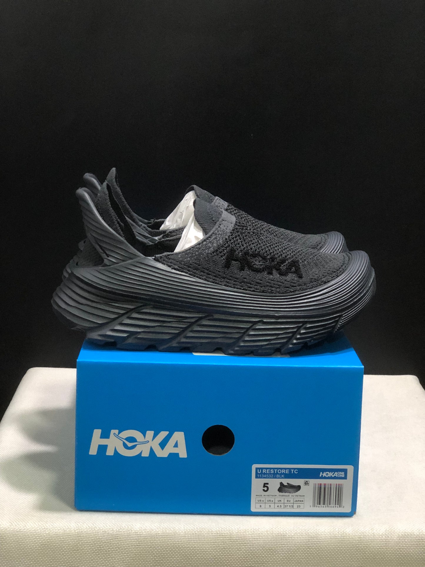 Hoka One One Restore TC Elastic Comfortable Low-top Running Shoes Sneakers Black