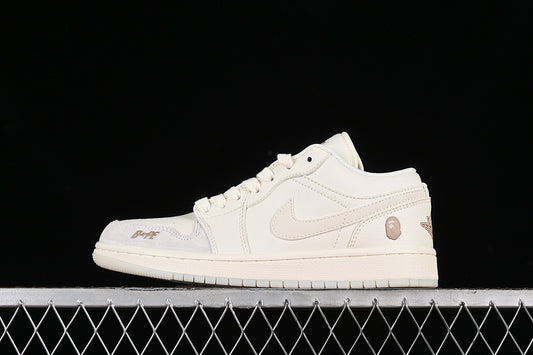 Nike Air Jordan 1 Low BAPE Coconut Milk Ash Sneakers