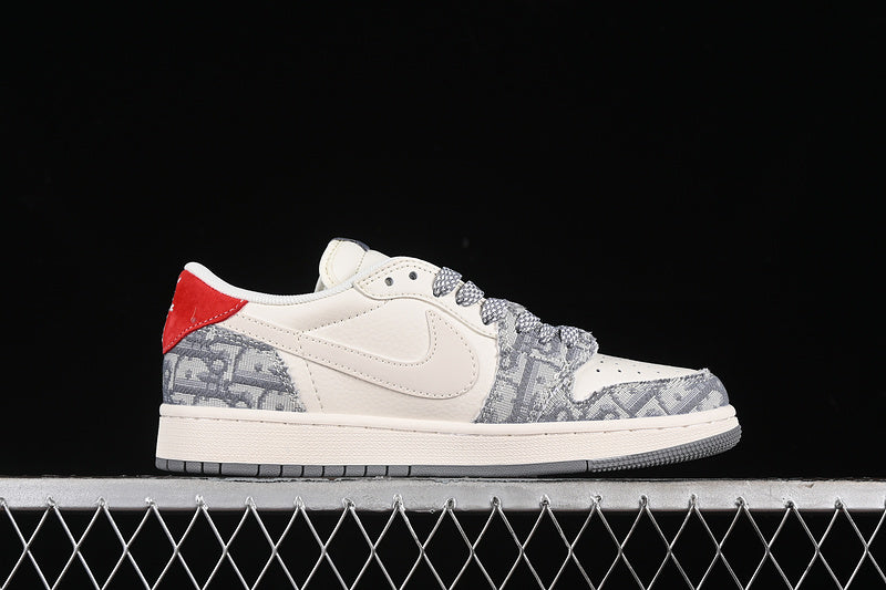 Nike Air Jordan 1 Low OG SP Off-White Travis Scott Fragment Design White Grey Sneakers