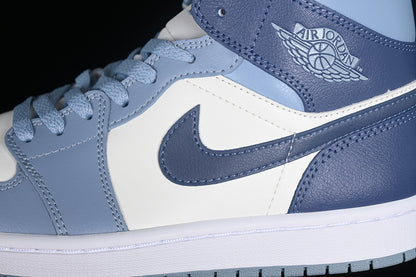 Nike Air Jordan 1 Mid White Blue Sneakers