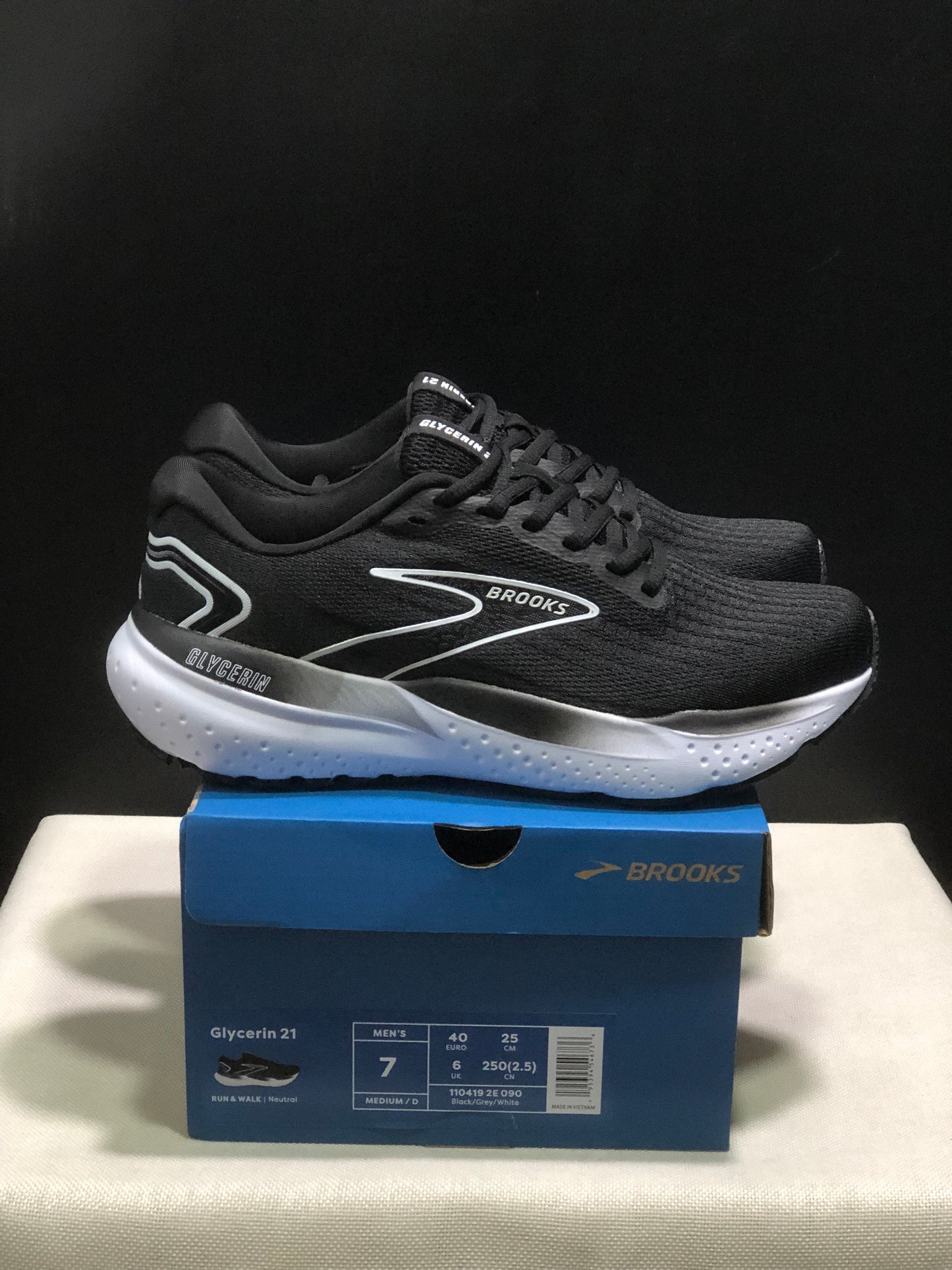 Brooks Glycerin 21 Low-top Casual Running Shoes Blue/Grey/White