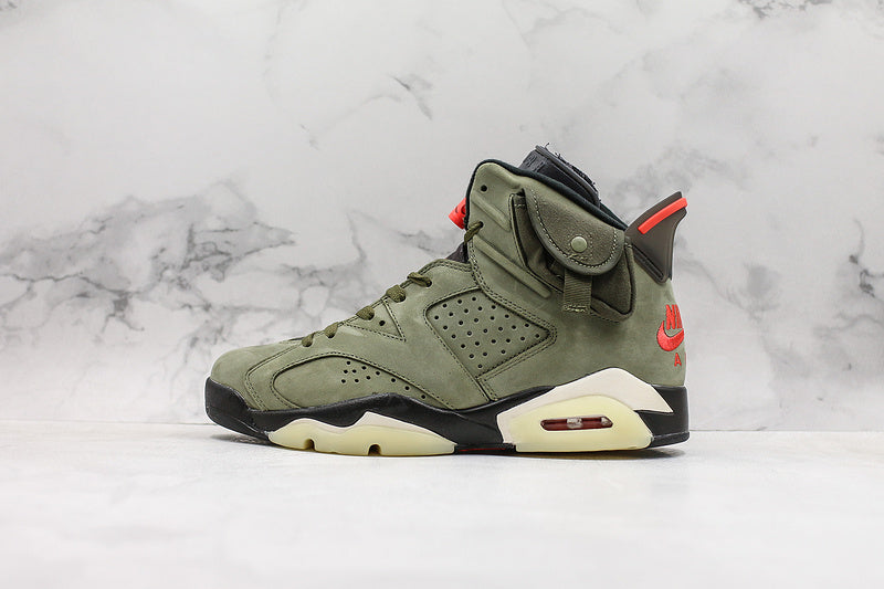 Nike Air Jordan 6 Retro Travis Scott Olive Khaki Green Sneakers
