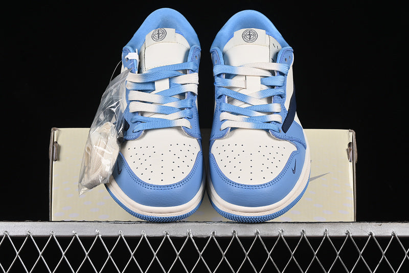 Nike Air Jordan 1 Low OG SP Travis Scott Fragment Design Blue Sole White Blue Black Sneakers