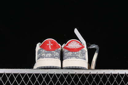 Nike Air Jordan 1 Low OG SP Off-White Travis Scott Fragment Design White Grey Sneakers