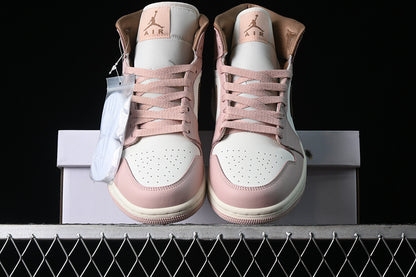 Nike Air Jordan 1 Mid Oxford Sail Archaeo Brown White Pink Sneakers