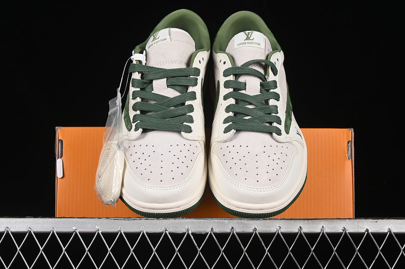 Nike Air Jordan 1 Low LV Travis Scott Fragment Design OG SP Dark Green Grey White Sneakers