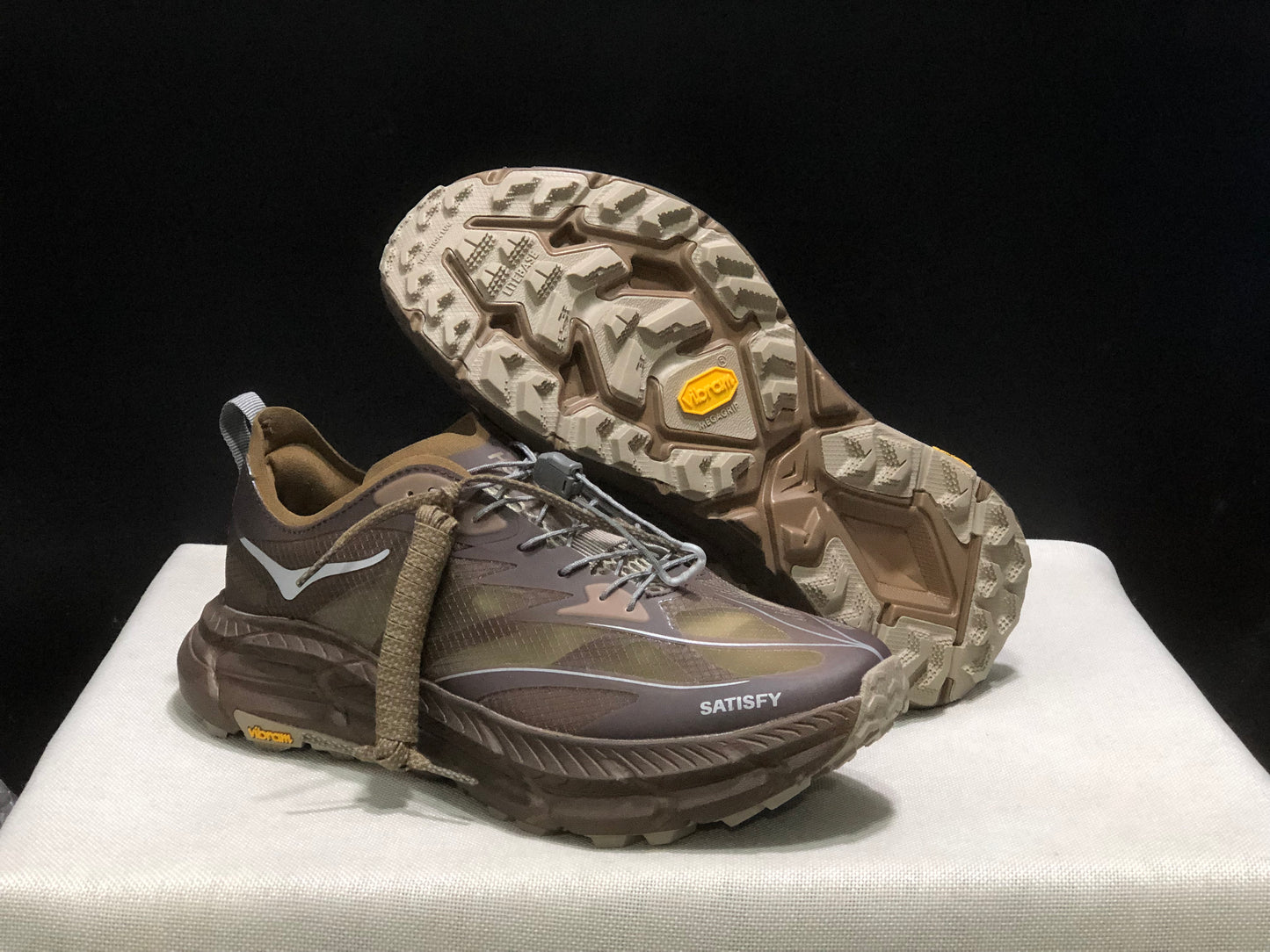 Hoka One One Satisfy x Mafate Speed 4 Breathable Fashion Running Shoes Sneakers Brown