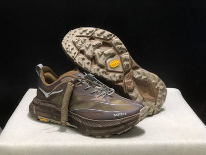 Hoka One One Satisfy x Mafate Speed 4 Breathable Fashion Running Shoes Sneakers Brown