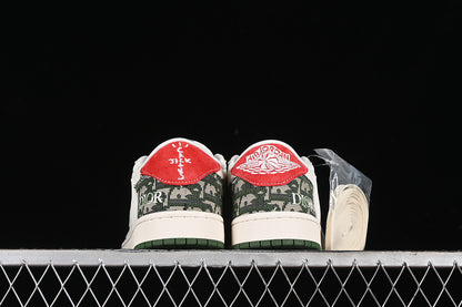 Nike Air Jordan 1 Low OG Off-White Travis Scott Fragment Design White Green Sneakers