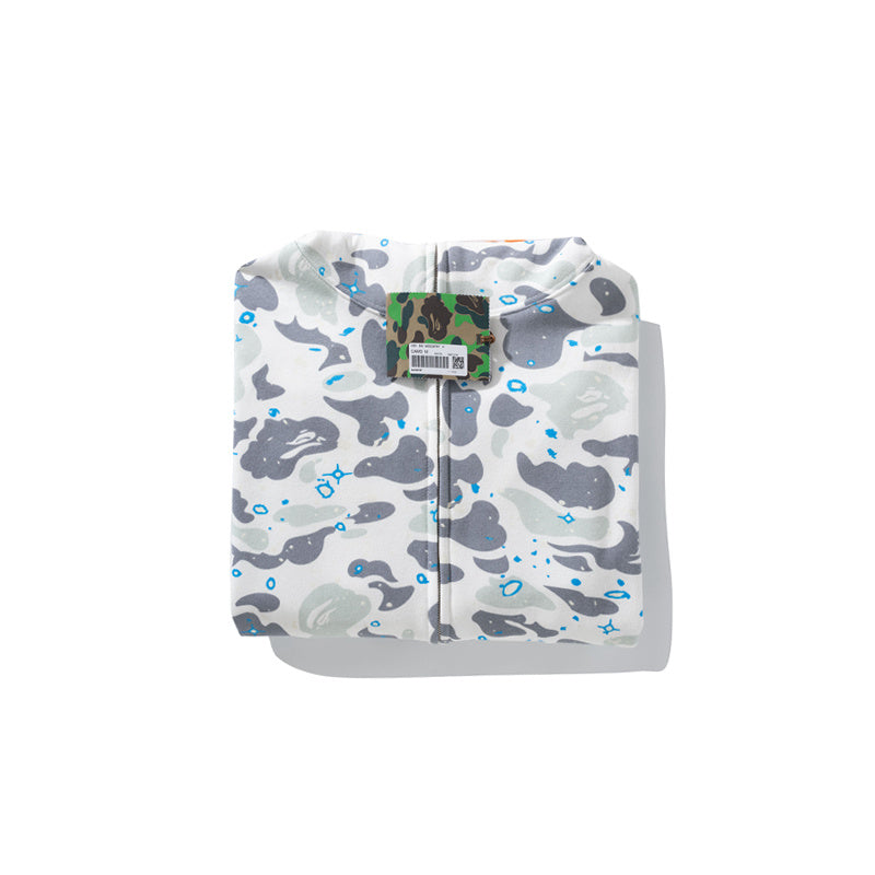 A Bathing Ape BAPE Shark Head Tiger Head Joint Edition Noctilucent Starry Sky White Hoodie