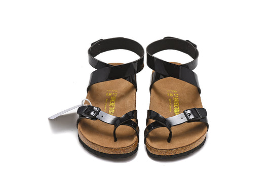 Birkenstock Single Button Black Ringfinger Patent Leather Sandals
