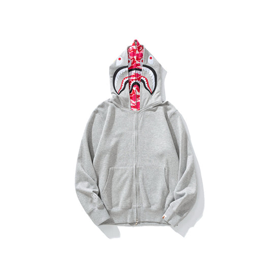 A Bathing Ape BAPE Shark Head Double Hat Ash Powder Hoodie