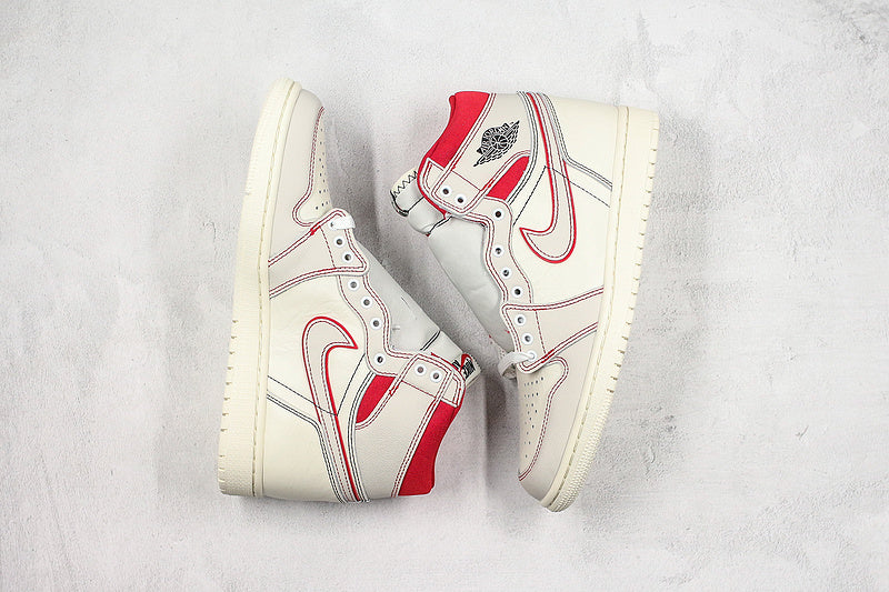 Nike Air Jordan 1 Retro High-Top Phantom White Red Sneakers