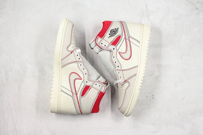 Nike Air Jordan 1 Retro High-Top Phantom White Red Sneakers