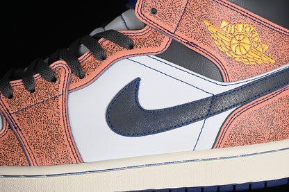 Nike Air Jordan 1 Mid SE Flight Vintage White Brown Blue Sneakers