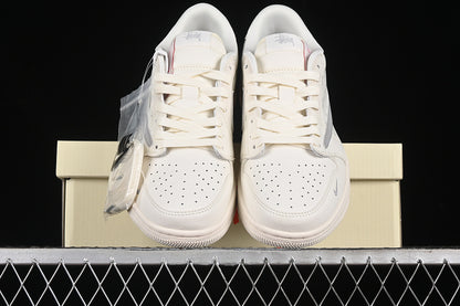 Nike Air Jordan 1 Low Supreme Travis Scott Fragment Design OG SP Light Gray Label White Sneakers