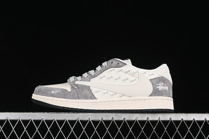 Travis Scott Fragment Design Nike Air Jordan 1 Low OG SP Light Grey White Sneakers
