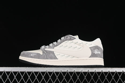 Travis Scott Fragment Design Nike Air Jordan 1 Low OG SP Light Grey White Sneakers