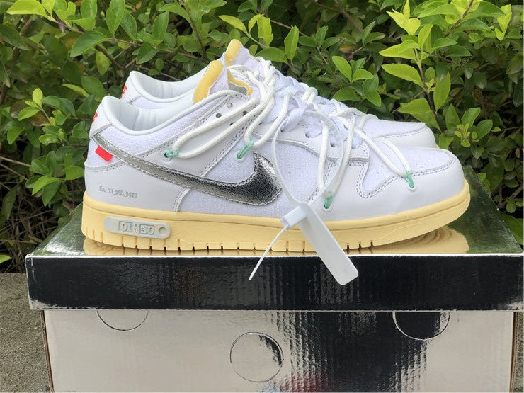 Nike Dunk Low Off-White "Lot 01" White Sneakers