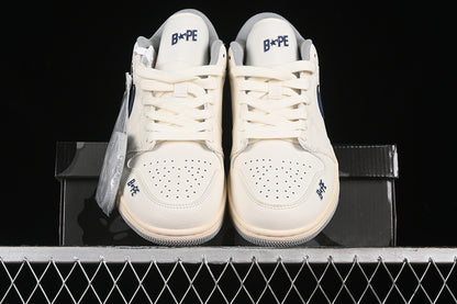 Nike Air Jordan 1 Low BAPE White Grey Blue Sneakers