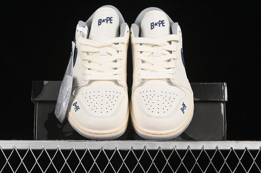 Nike Air Jordan 1 Low BAPE White Grey Blue Sneakers