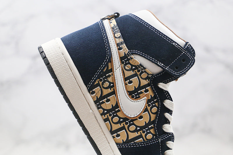 Nike Air Jordan 1 Retro High Dior White Blue Sneakers Joint Edition