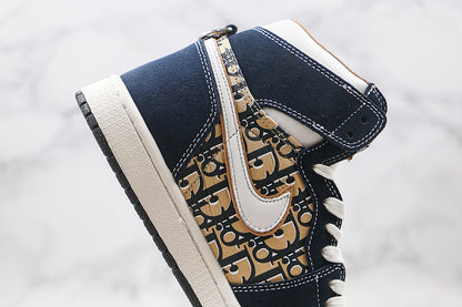Nike Air Jordan 1 Retro High Dior White Blue Sneakers Joint Edition