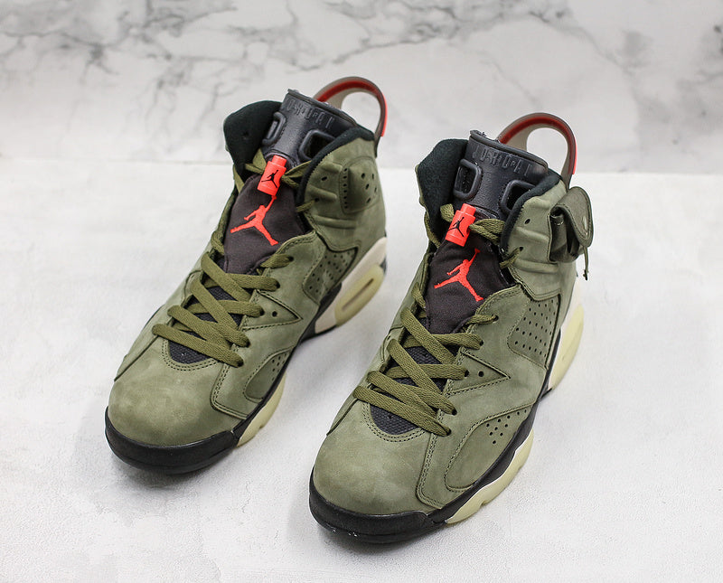 Nike Air Jordan 6 Retro Travis Scott Olive Khaki Green Sneakers