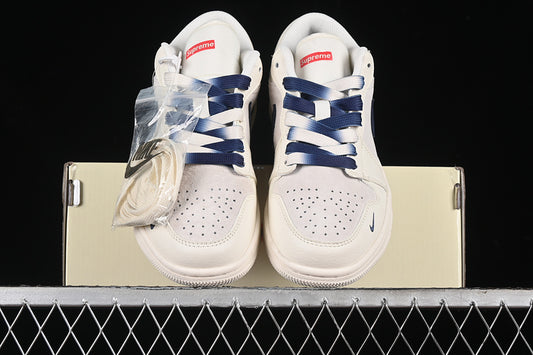 Nike Air Jordan 1 Low Supreme Blue White Sneakers