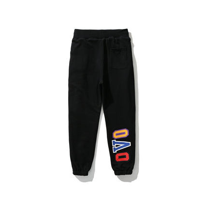 A Bathing Ape Shark Head Camouflage Patchwork Double Face Wear Trousers Black