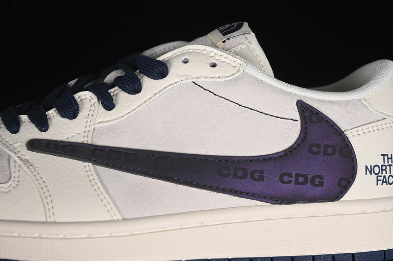 Nike Air Jordan 1 Low THE NORTH FACE Travis Scott Fragment Design OG SP Dark Purple White Sneakers