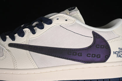 Nike Air Jordan 1 Low THE NORTH FACE Travis Scott Fragment Design OG SP Dark Purple White Sneakers